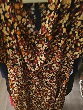 Floral V-Neck Midi Dress in Mustard and Burgundy